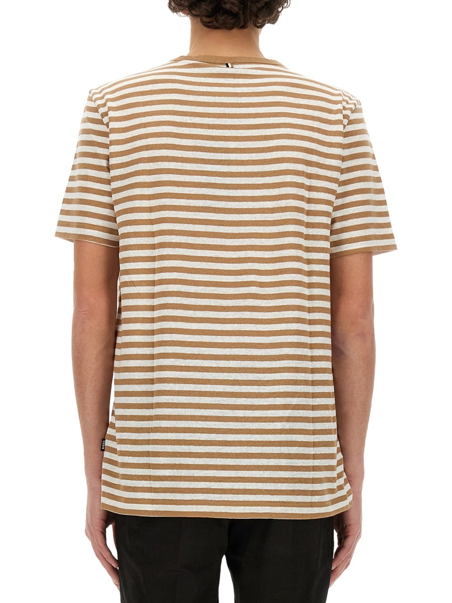 Hugo Boss Striped Crew Neck T-shirt In Multicolor