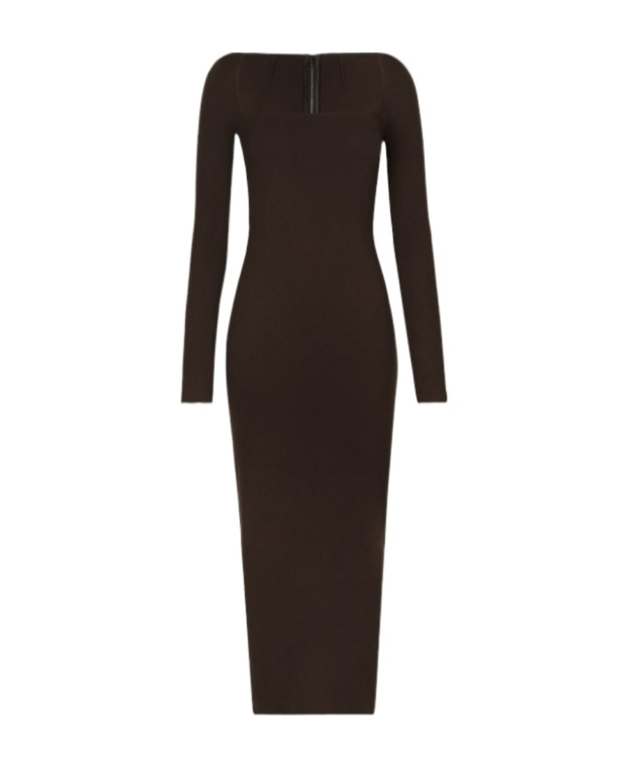 DOLCE & GABBANA DOLCE  GABBANA SQUARE NECK MIDI DRESS
