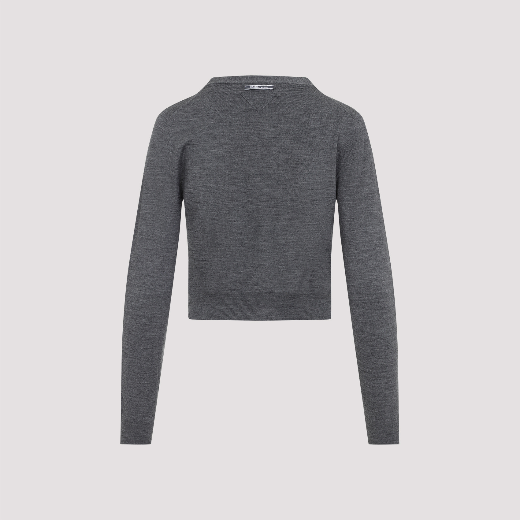 Shop Prada Wool Cardigan In Gray