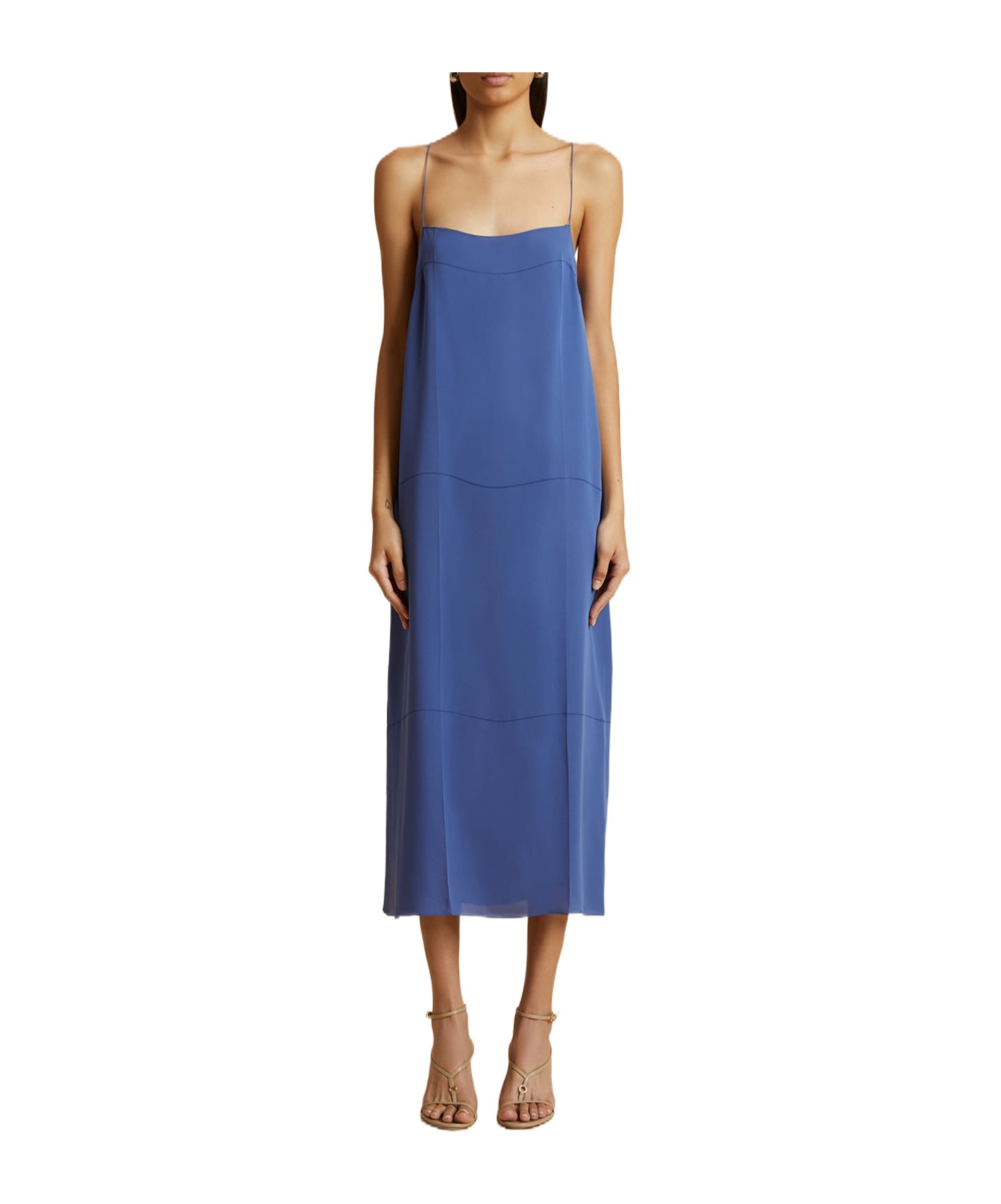Khaite Woman Midi Dress Azure Size 4 Silk In Blue