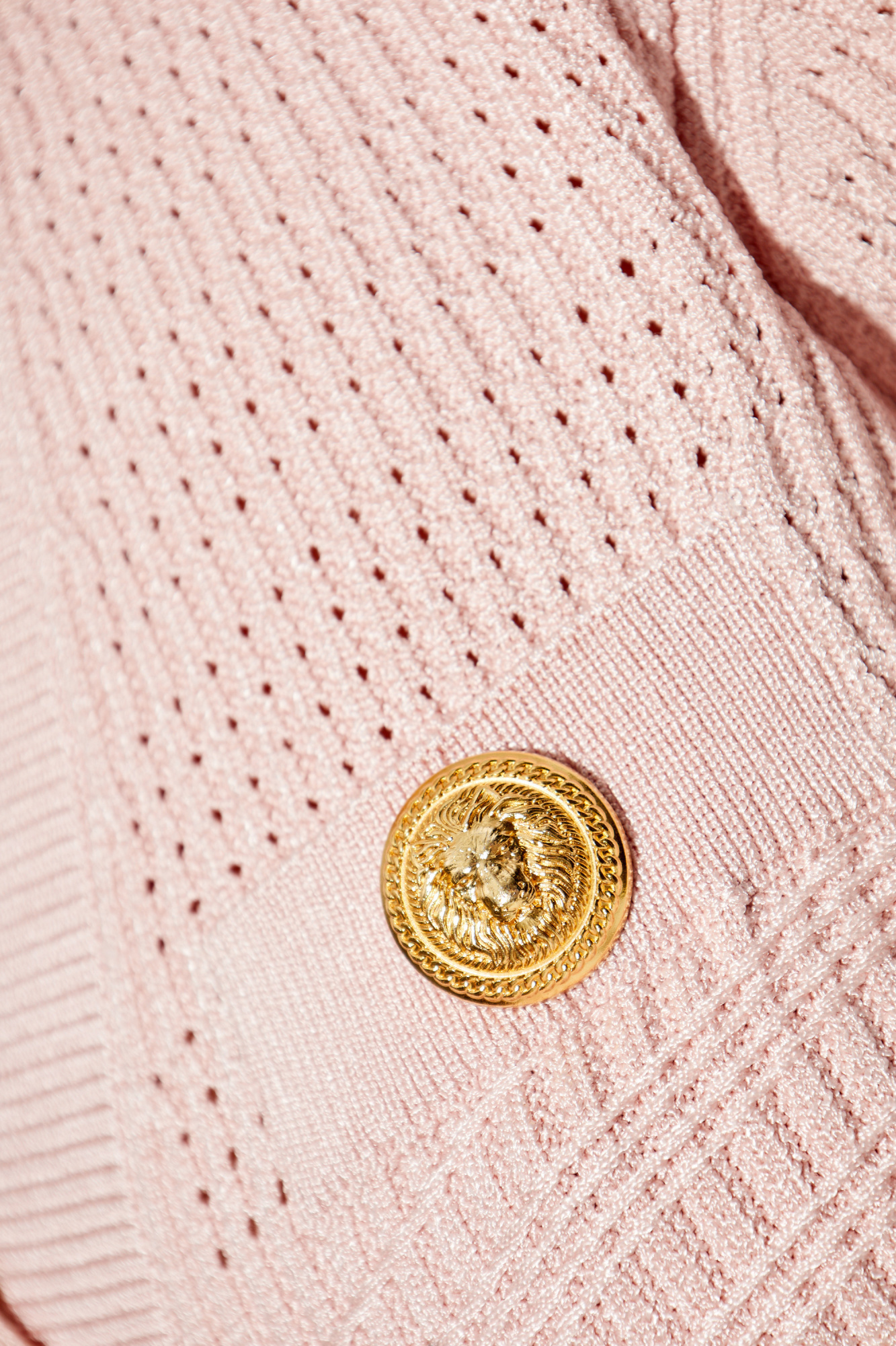 Balmain V-neck Buttoned Knit Top In Pink
