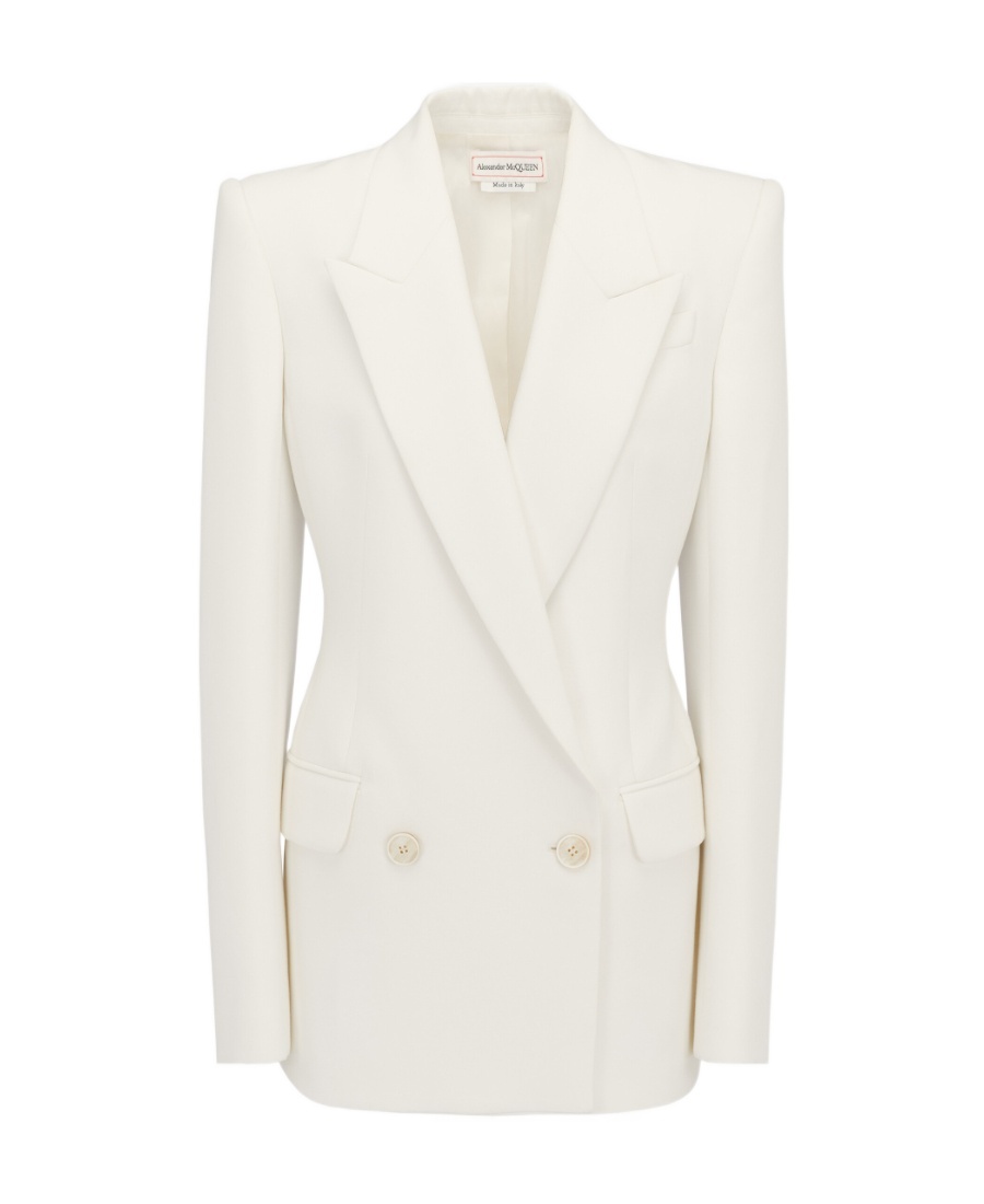 Alexander Mcqueen Double-breasted Tailored Blazer In White