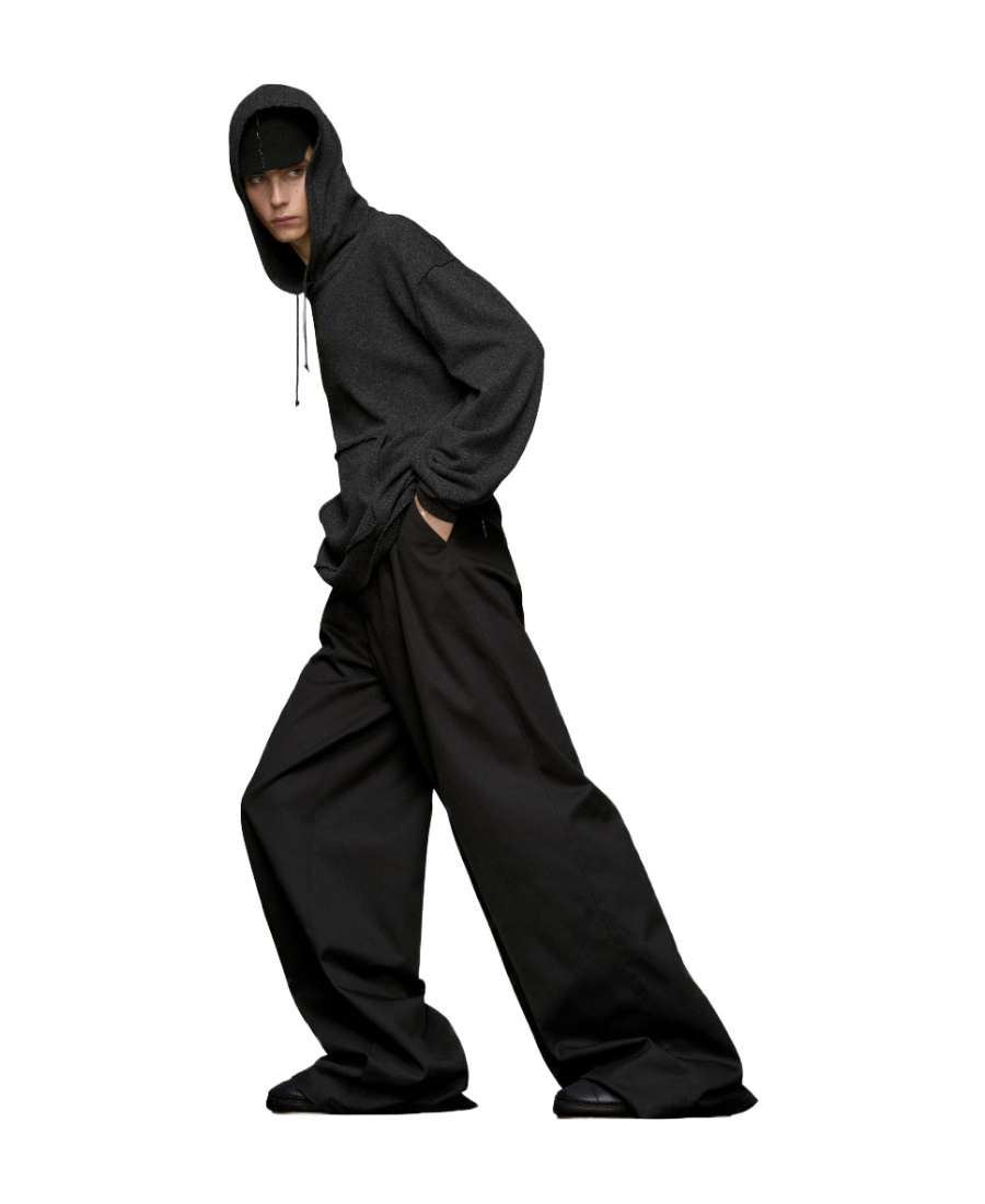 Maison Margiela Four-stitch Logo Wool Blend Hoodie In Black