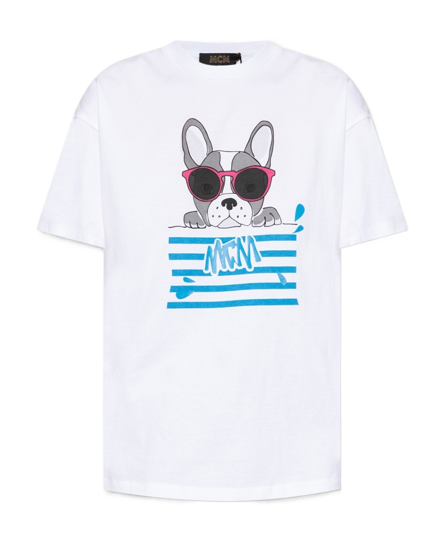 Shop Mcm Round-necked T-shirt In Blue