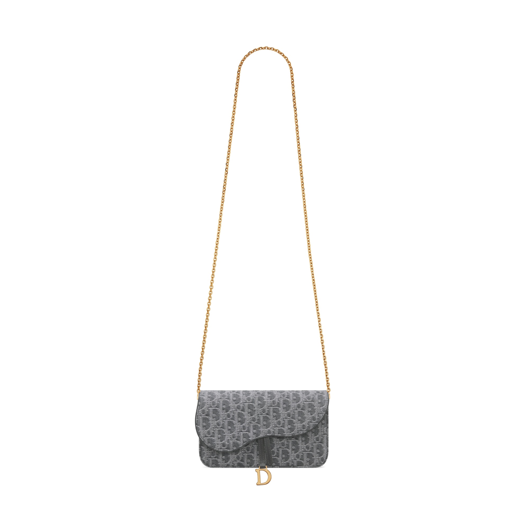 Dior Medium Saddle Pouch With Chain In Gray
