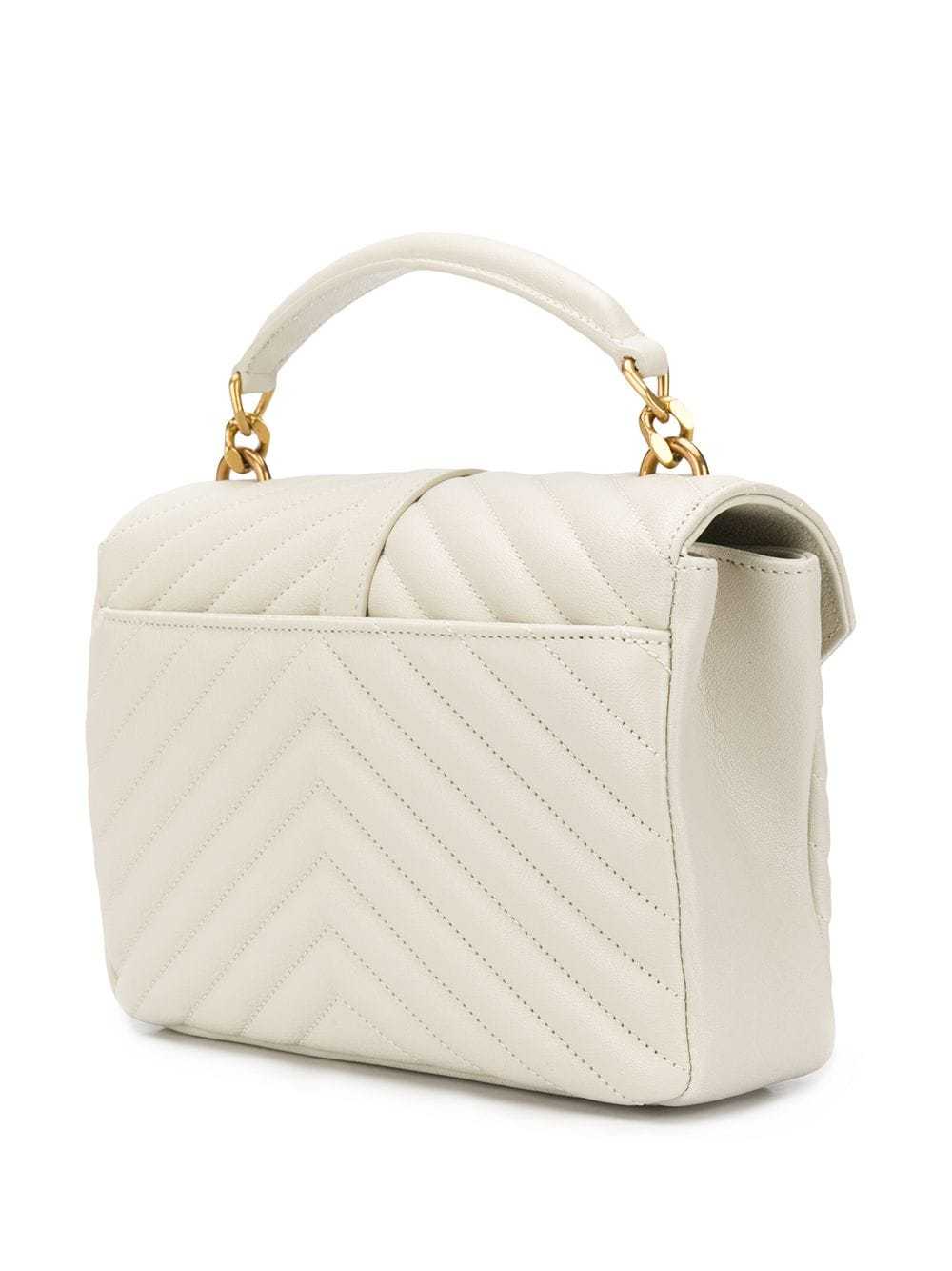 Saint Laurent Logo Plaque Quilted Shoulder Bag In Nude