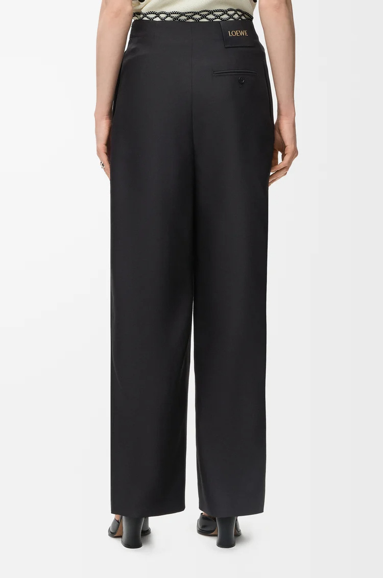 Loewe Belted Trousers In Wool And Silk In Black
