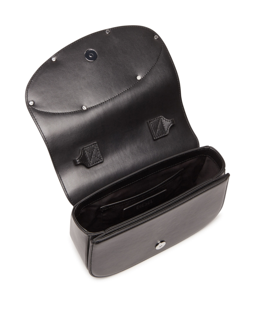 Diesel Mini Shoulder Bag In Soft Nappa Leather With Logo Detail In Black