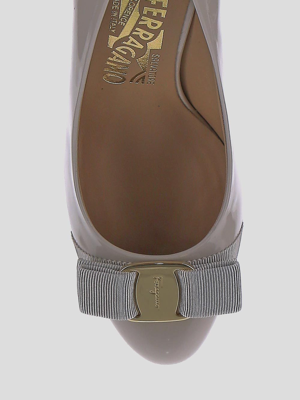 Ferragamo Round Toe High Heels In Gray