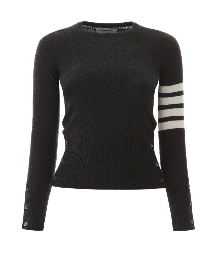 Thom Browne Pullover Sweatshirt With Engineered 4 Bar In Classic Loopback Clothing In Dark Gray