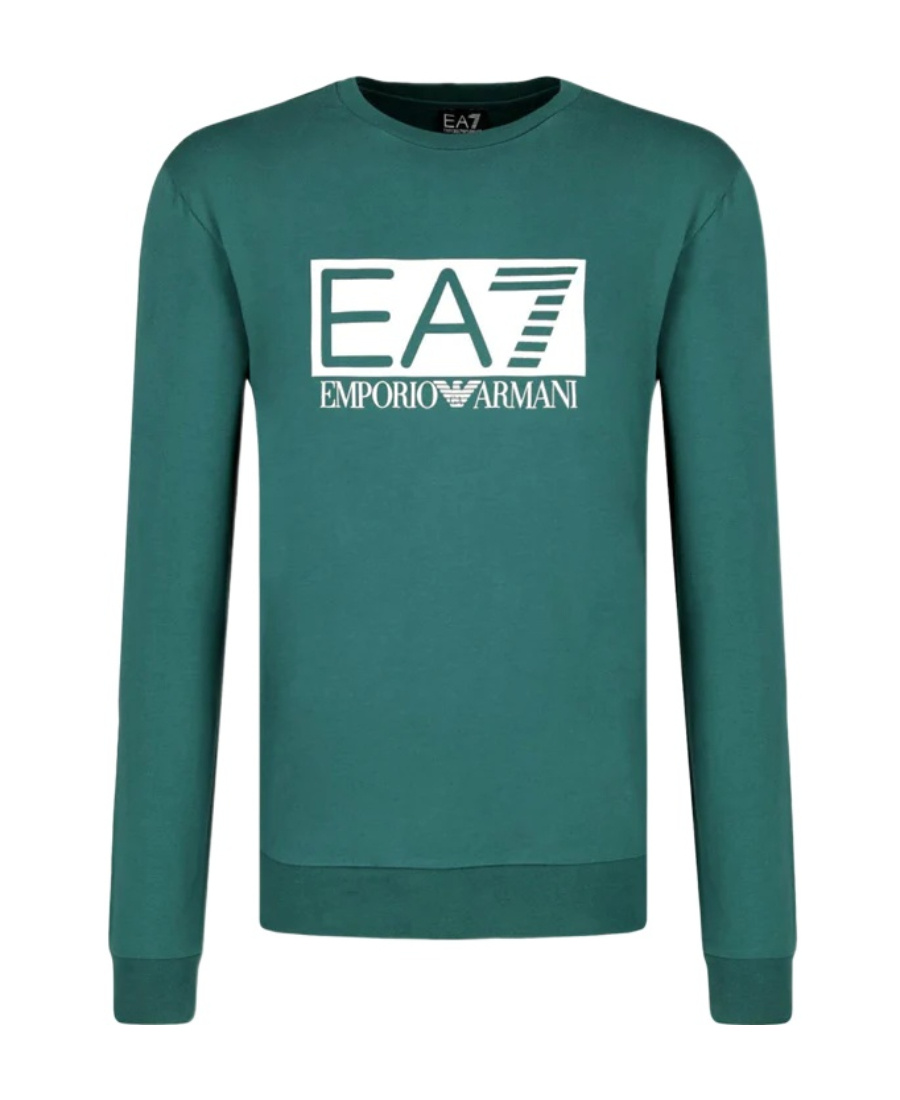 Ea7 Round-necked Logo Sweater In Green