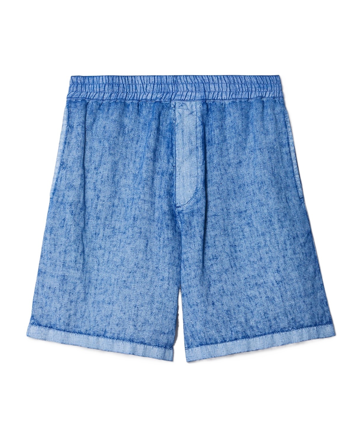 Burberry Equestrian Knight Applique Linen Shorts In Blue