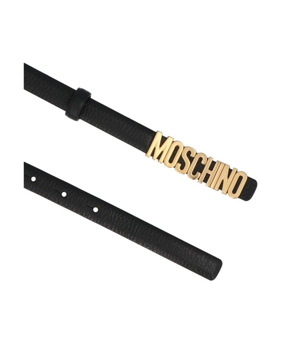 Moschino Logo Plaque Belt In Black