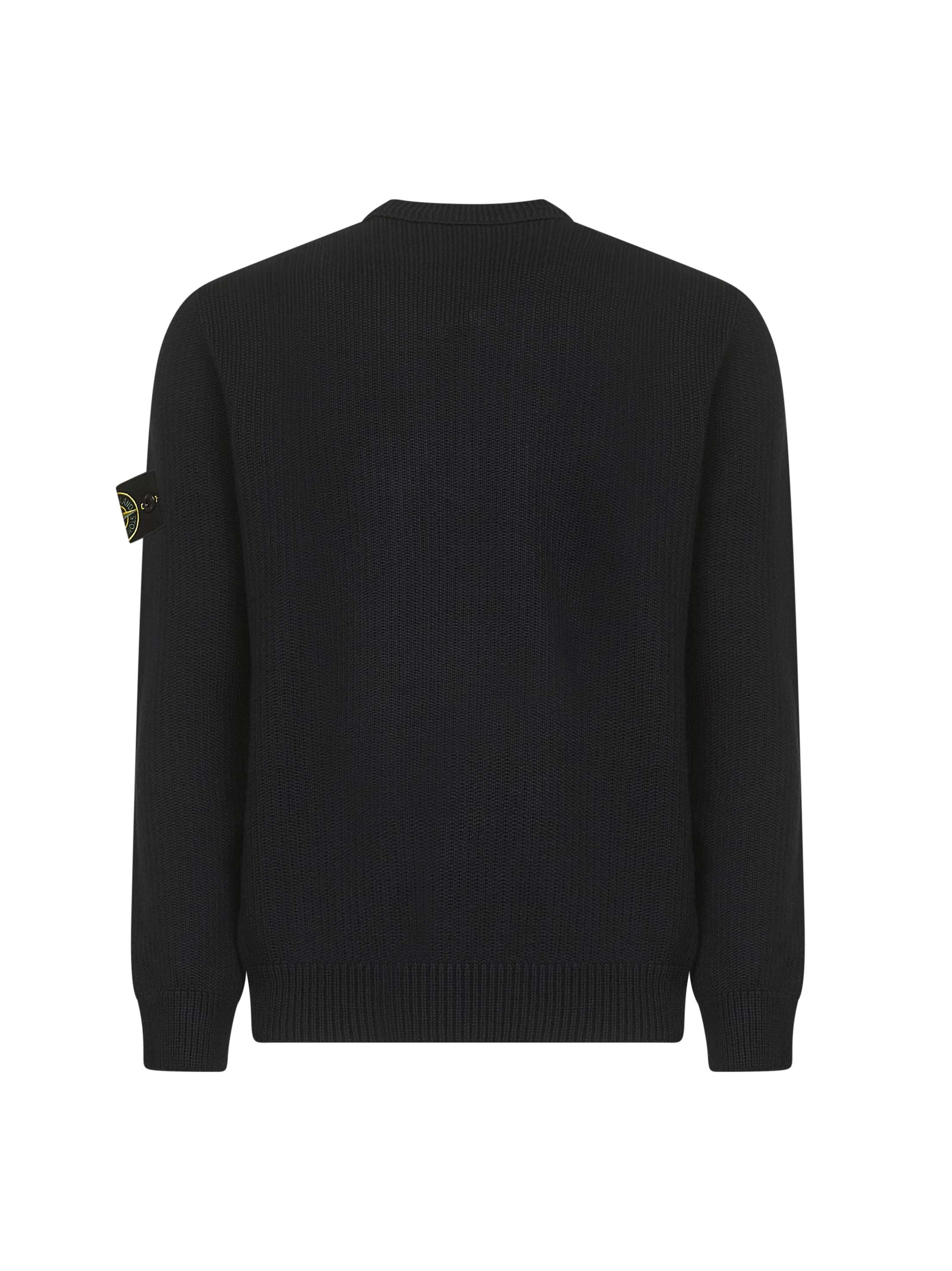Stone Island Black Soft Organic Cotton Crewneck Sweater In Black