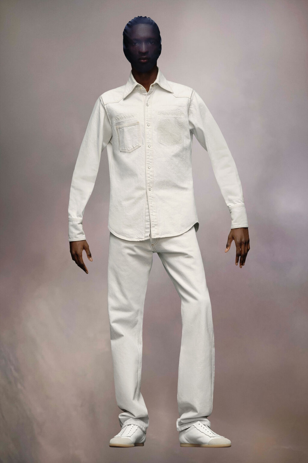 Maison Margiela Cotton Denim Shirt In White