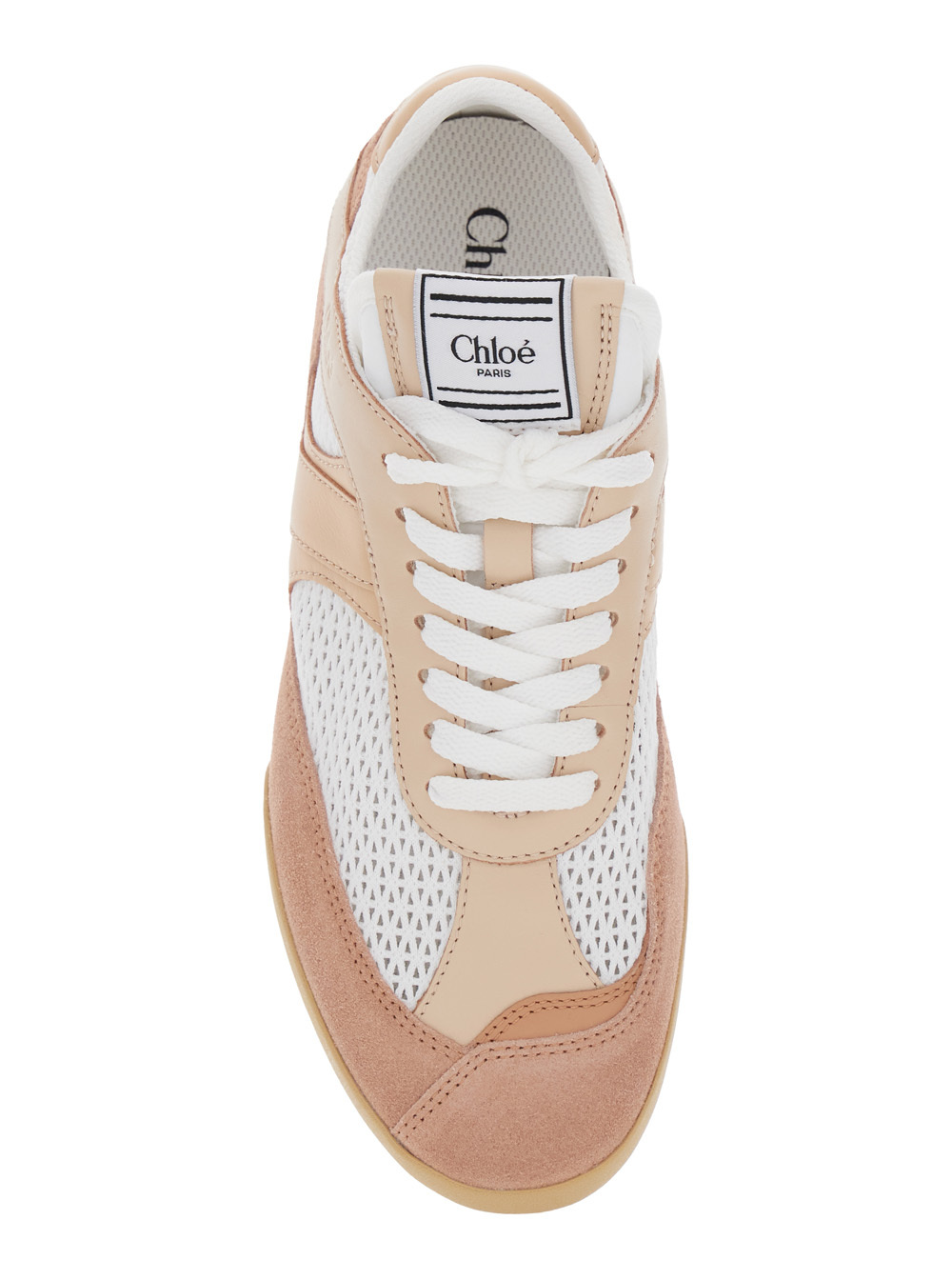 Chloé Kick Leather And Suede-trimmed Mesh Sneakers In Brown
