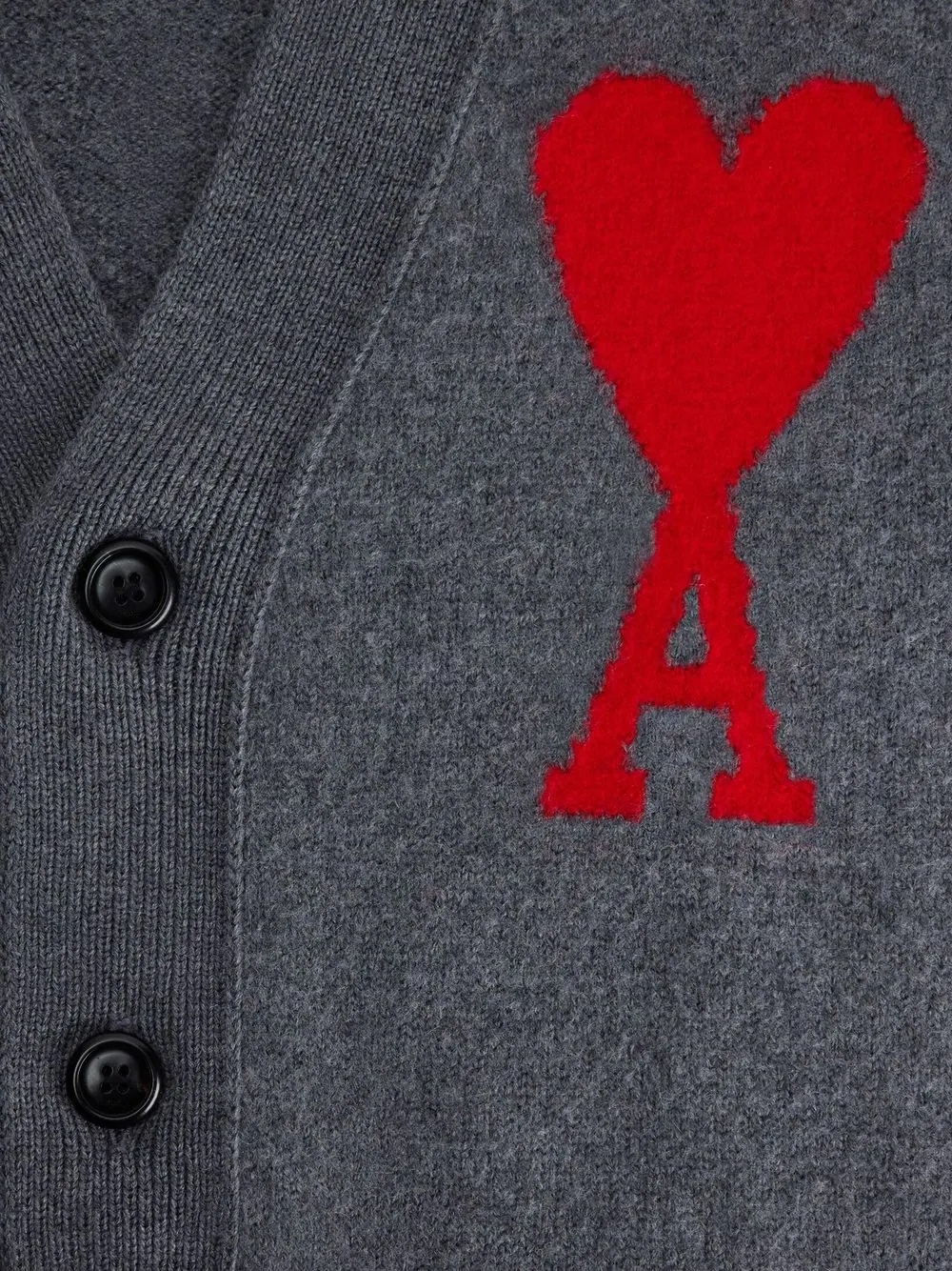 Shop Ami Alexandre Mattiussi Ami Ami De Coeur Intarsia-knitted Cardigan In Gray