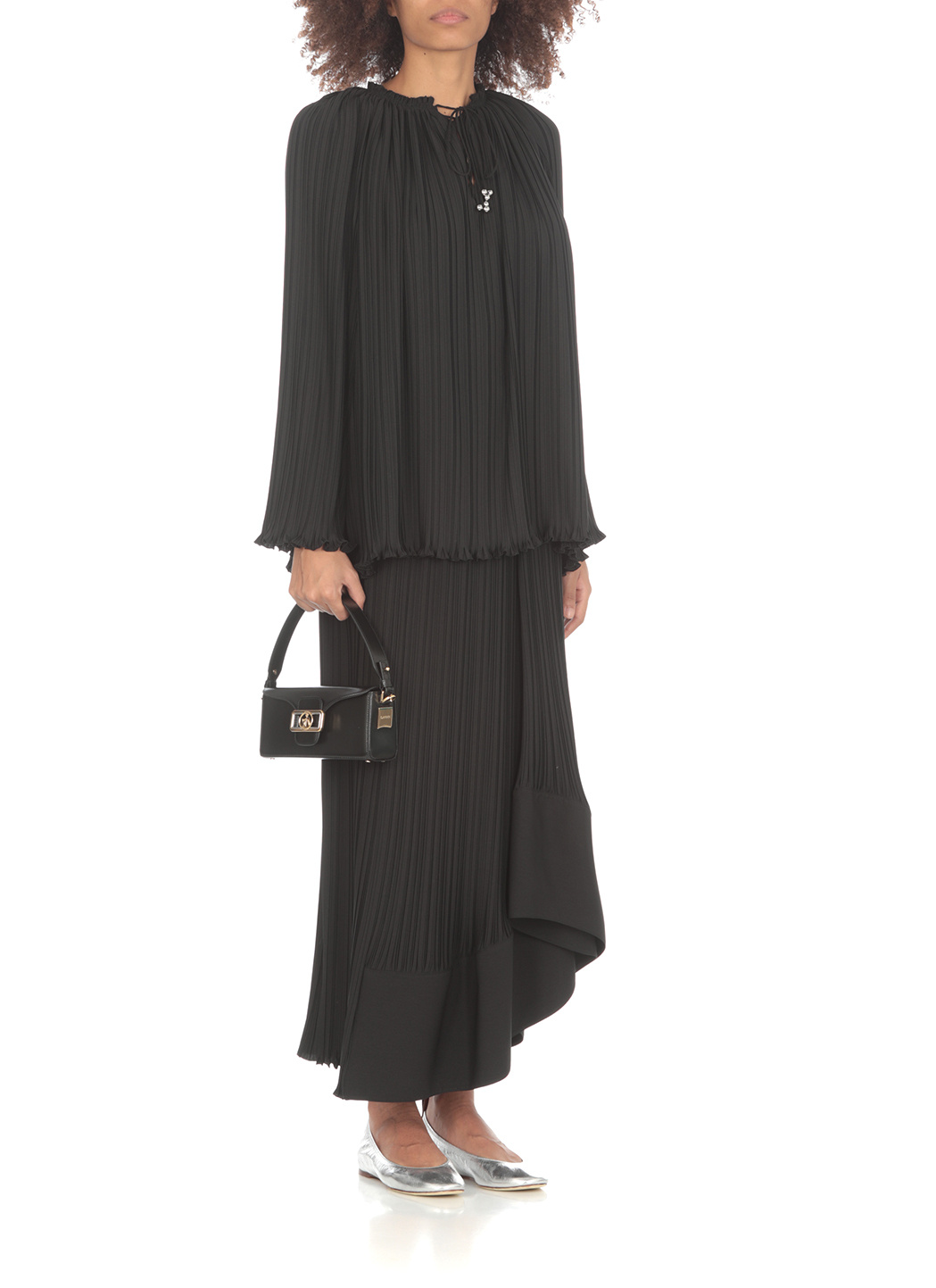 Lanvin Long-sleeved Pleated Blouse In Black