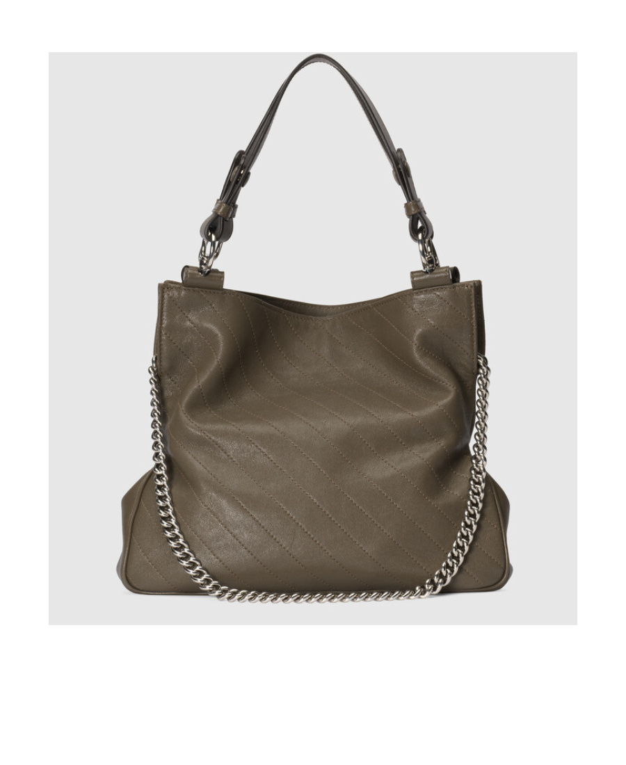 Gucci Dark Brown Blondie Small Shoulder Bag In Green
