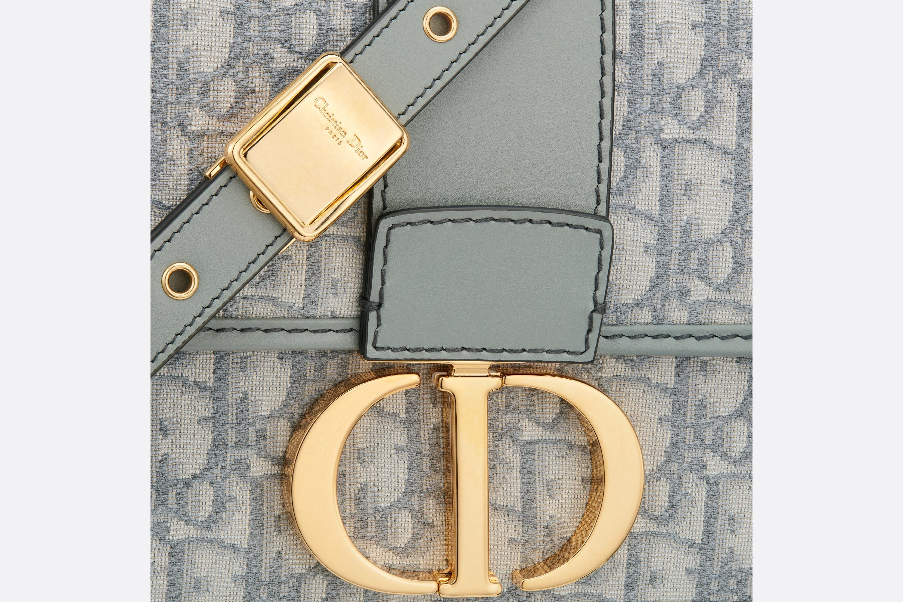 Dior Logo Print Montaigne Shoulder Bag In Gray