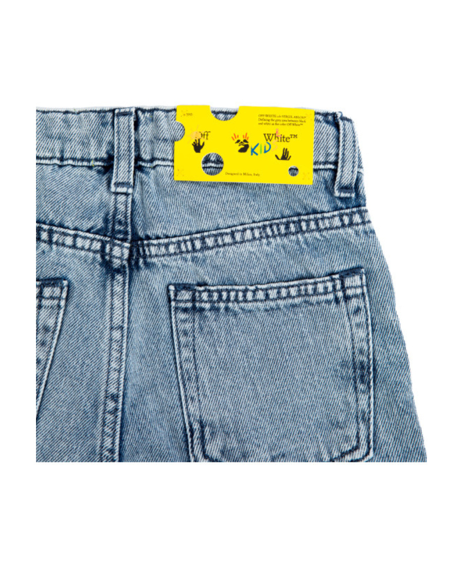 Off-white Diag-stripe Print Denim Jacket In Blue