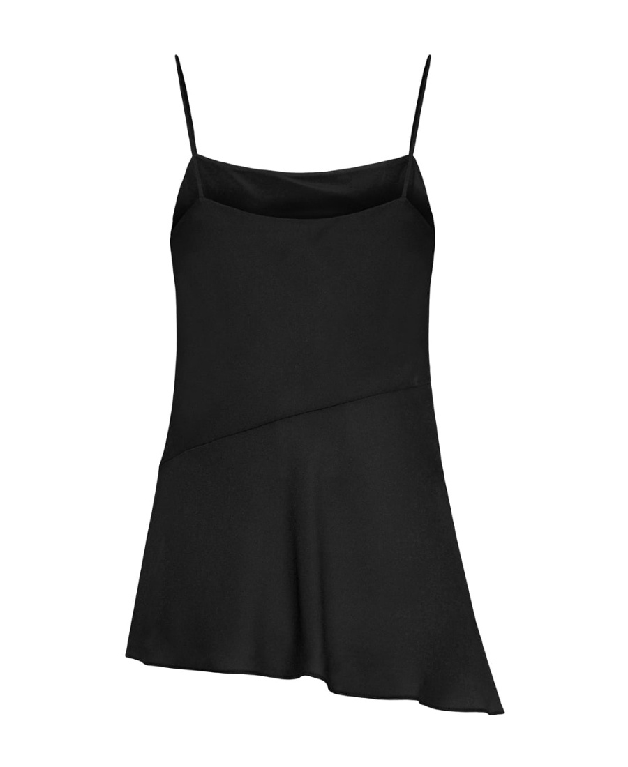 Theory Draped Asymmetric Recycled-crepe De Chine Camisole In Black