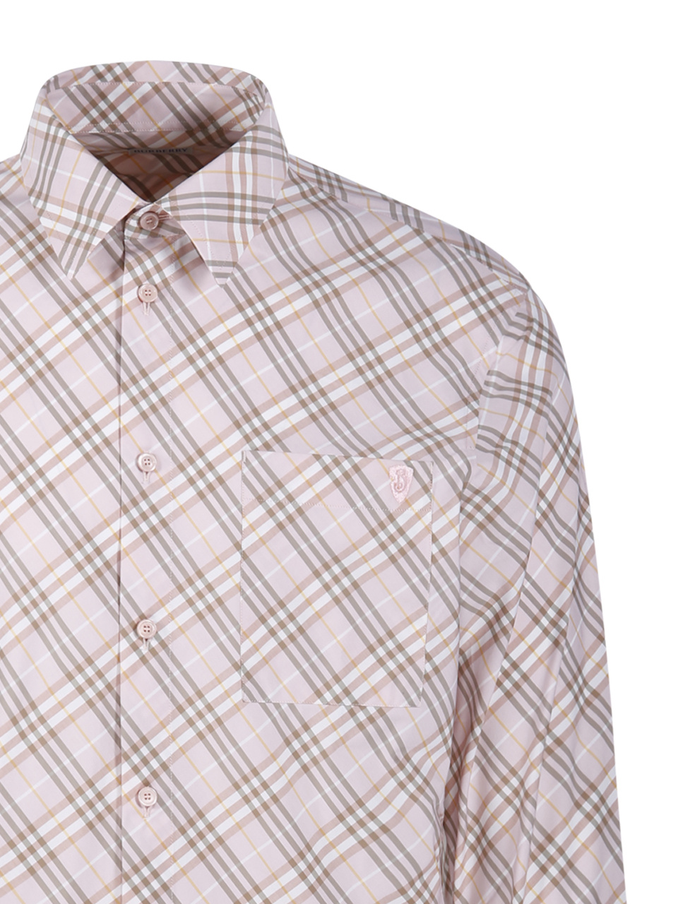 Burberry Plaid Pattern Button-down Collar Shirt With Front Pocket In Pink