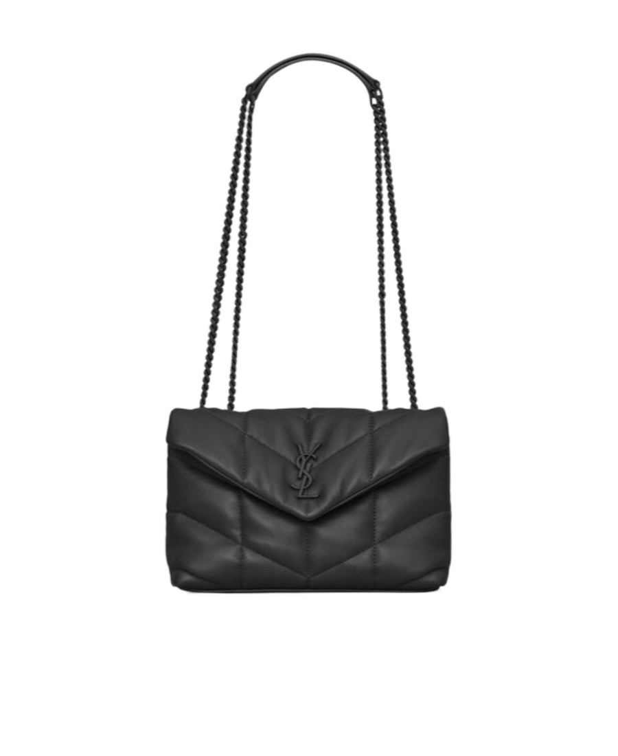 Saint Laurent Loulou Puffer Leather Shoulder Bag In Black