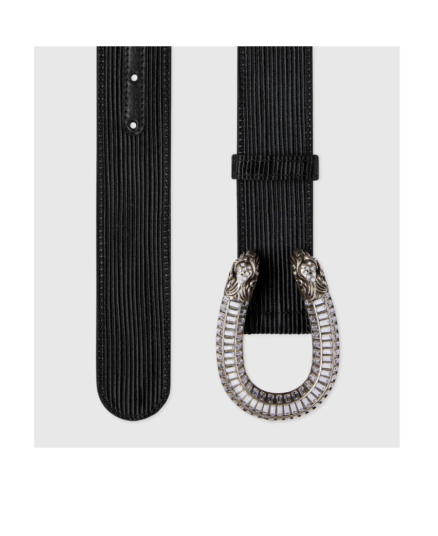 Shop Gucci Dionysus Ribbed Wide Belt In Black
