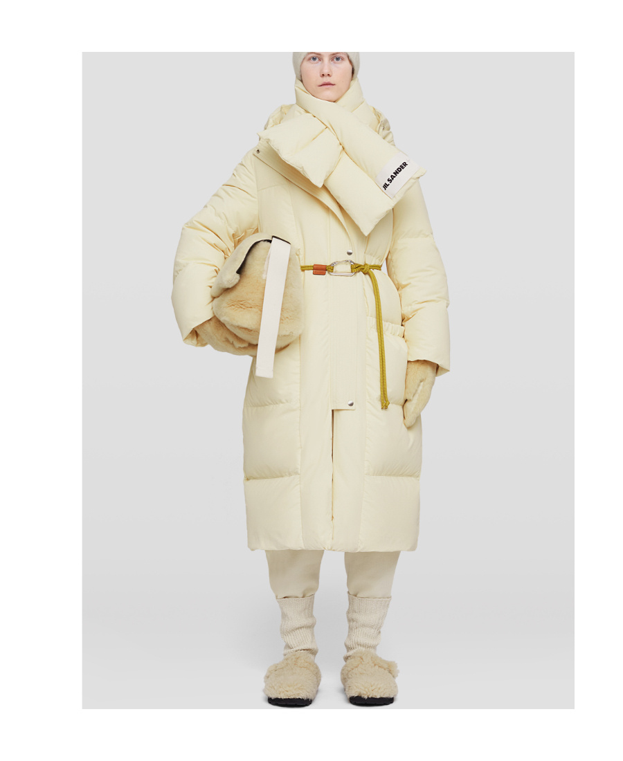 Jil Sander Beige Quilted Down Jacket In Nude