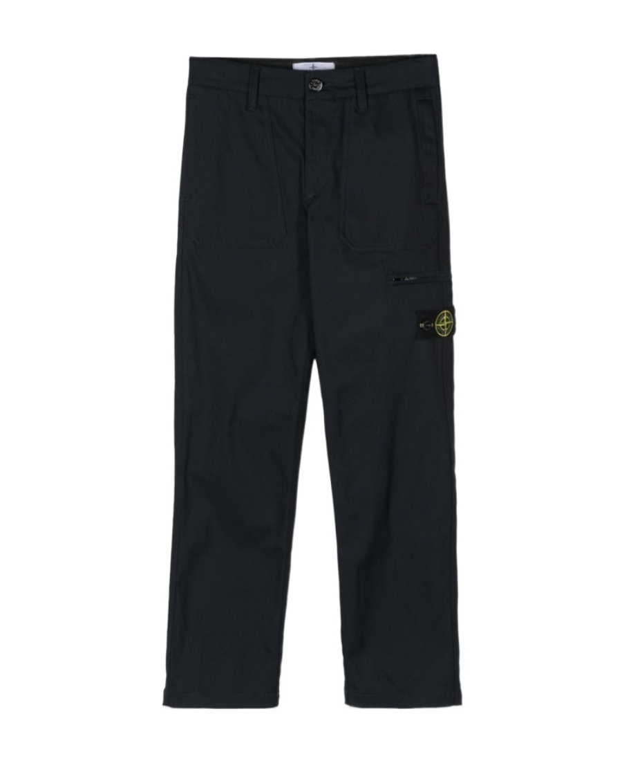Stone Island Compass Decal Casual Pants In Blue