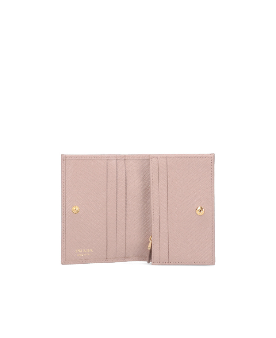 Prada Logo-plaque Small Wallet In Nude