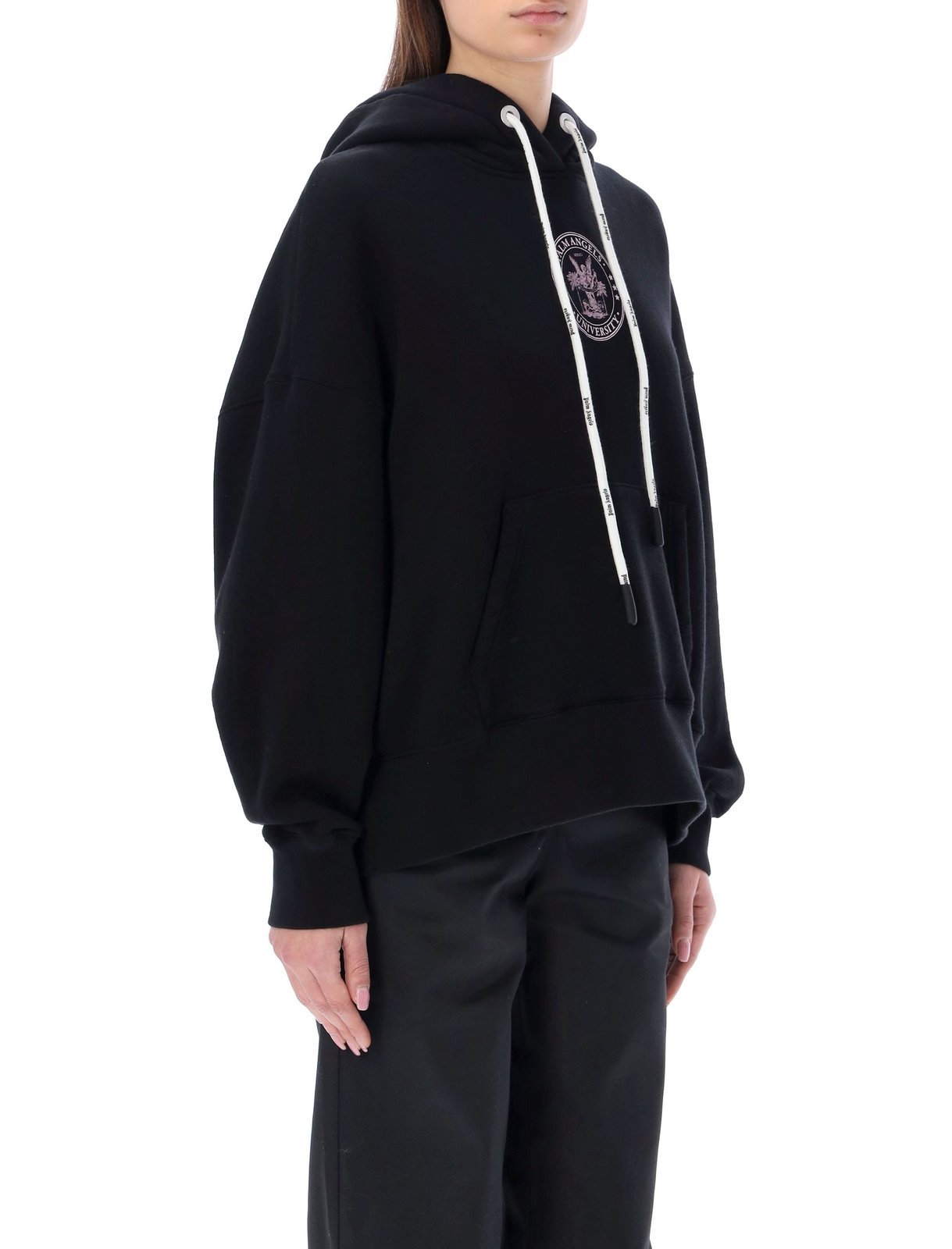 Palm Angels Black College Classic Hoodie In Black