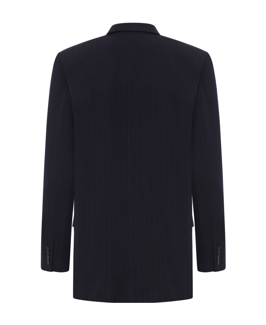 Saint Laurent Double-breasted Flannel Blazer In Black