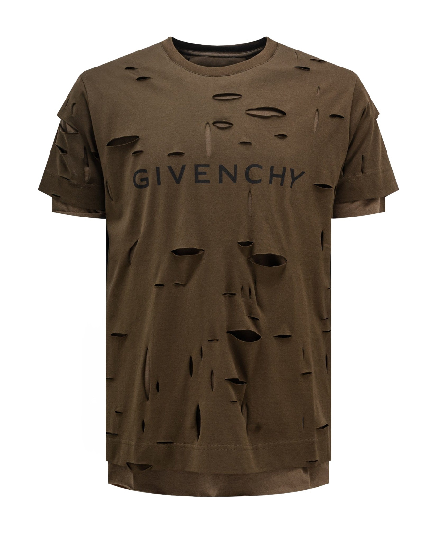 Online Givenchy Logo-Print Distressed Cotton T-Shirt