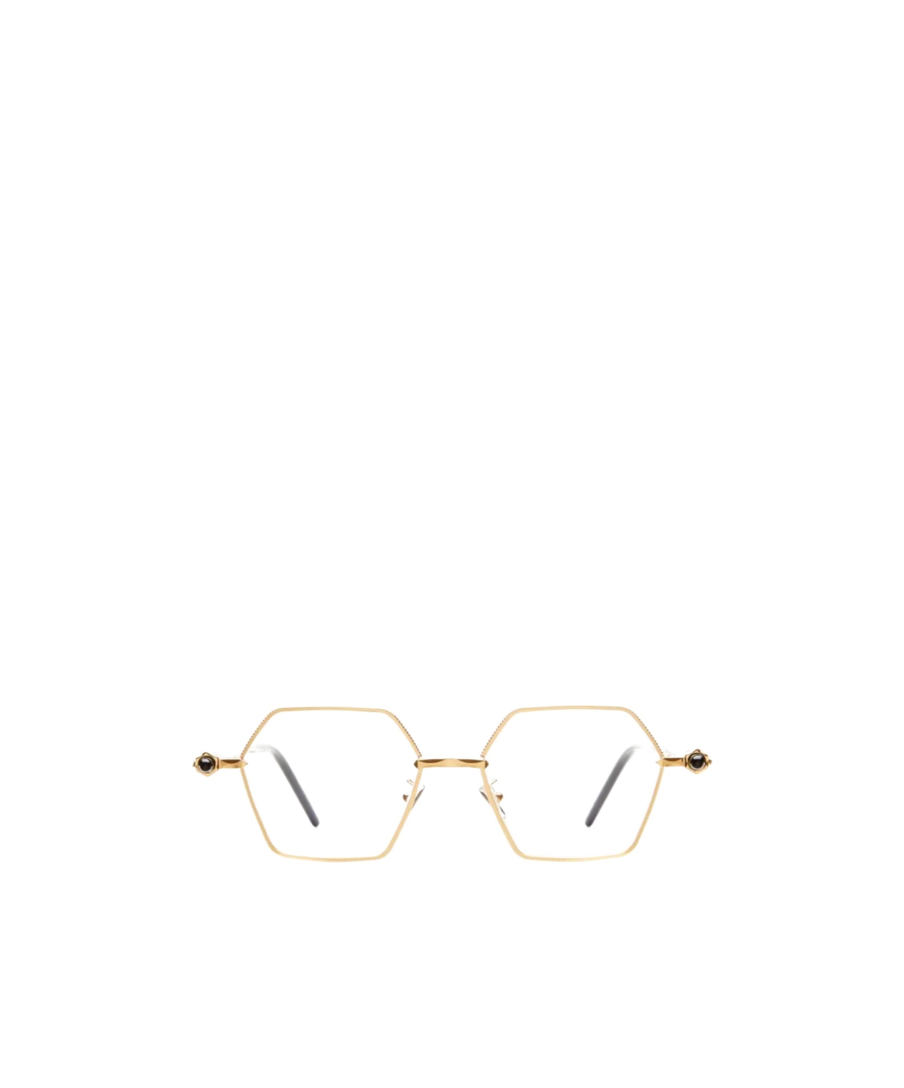 Shop Kuboraum P70 Geometric-frame Glasses In Gold Deep Havana Black Glow