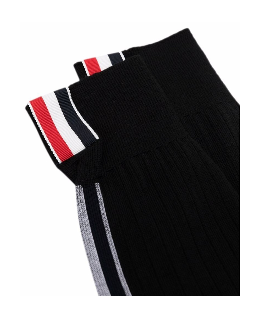 Thom Browne Black Inlaid Striped Wool Tube Socks In Gray