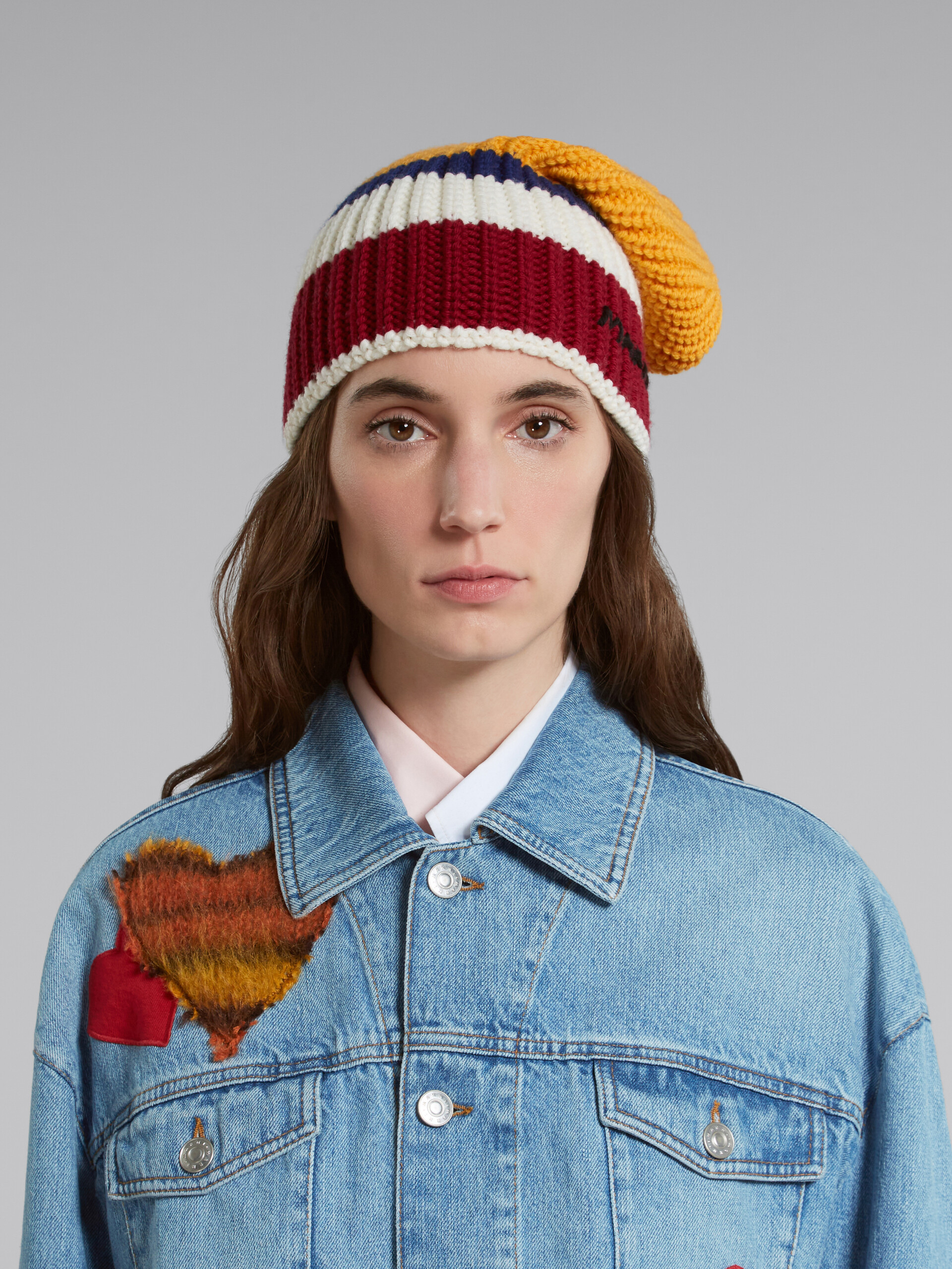 Marni Striped Ribbed-knit Wool Beanie In Multicolor