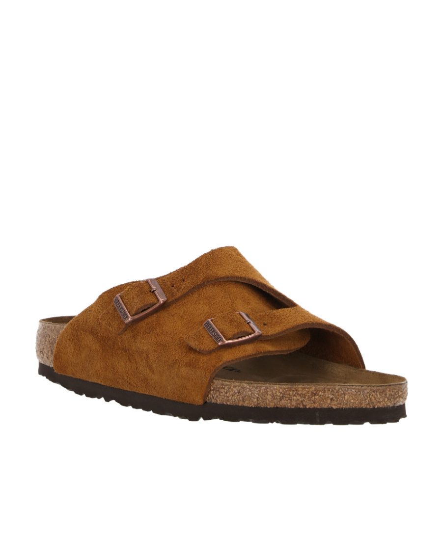 Birkenstock Mink Suede Slippers With Two Adjustable Straps In Brown