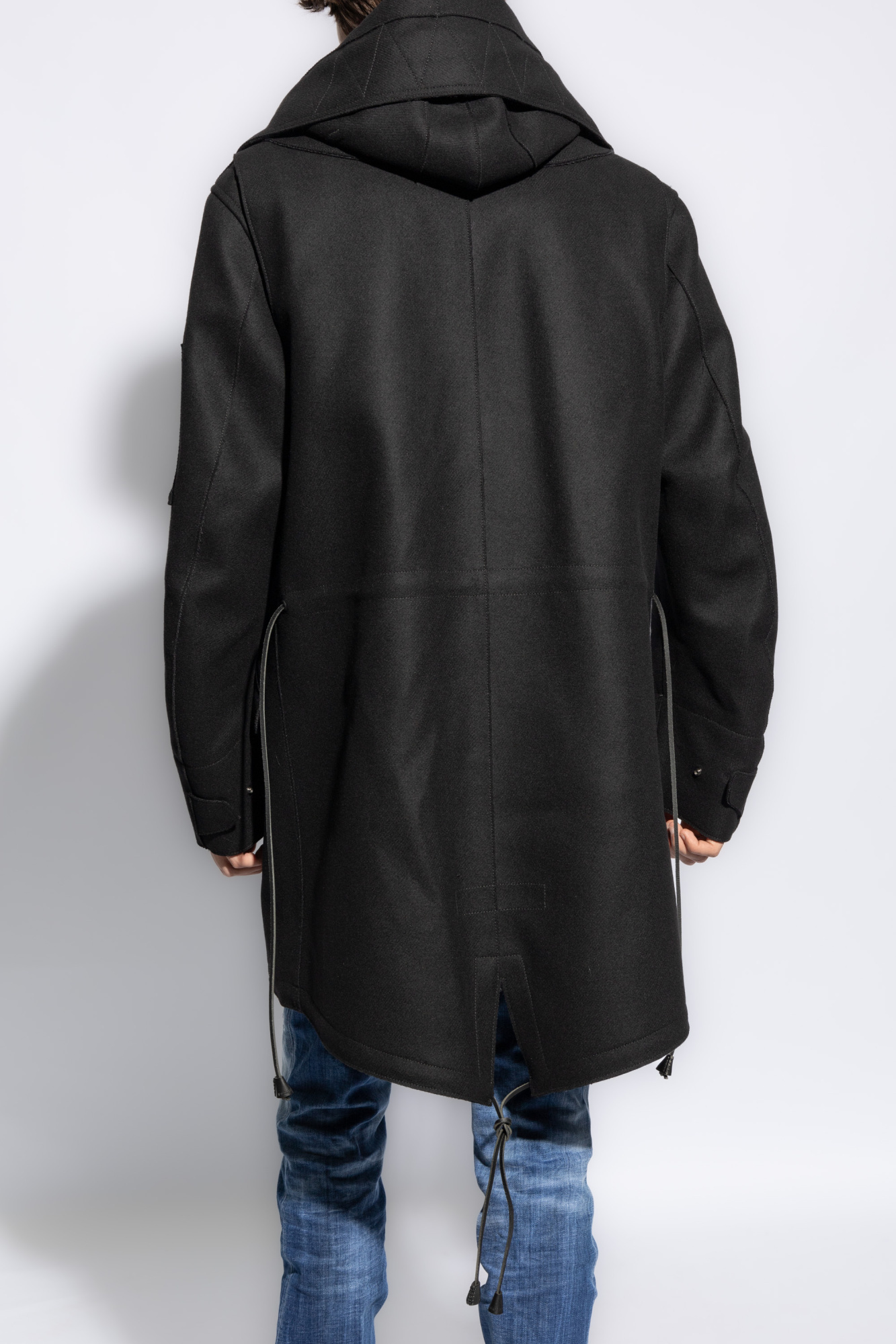 Dsquared2 Drawstring Zipped Coat In Black