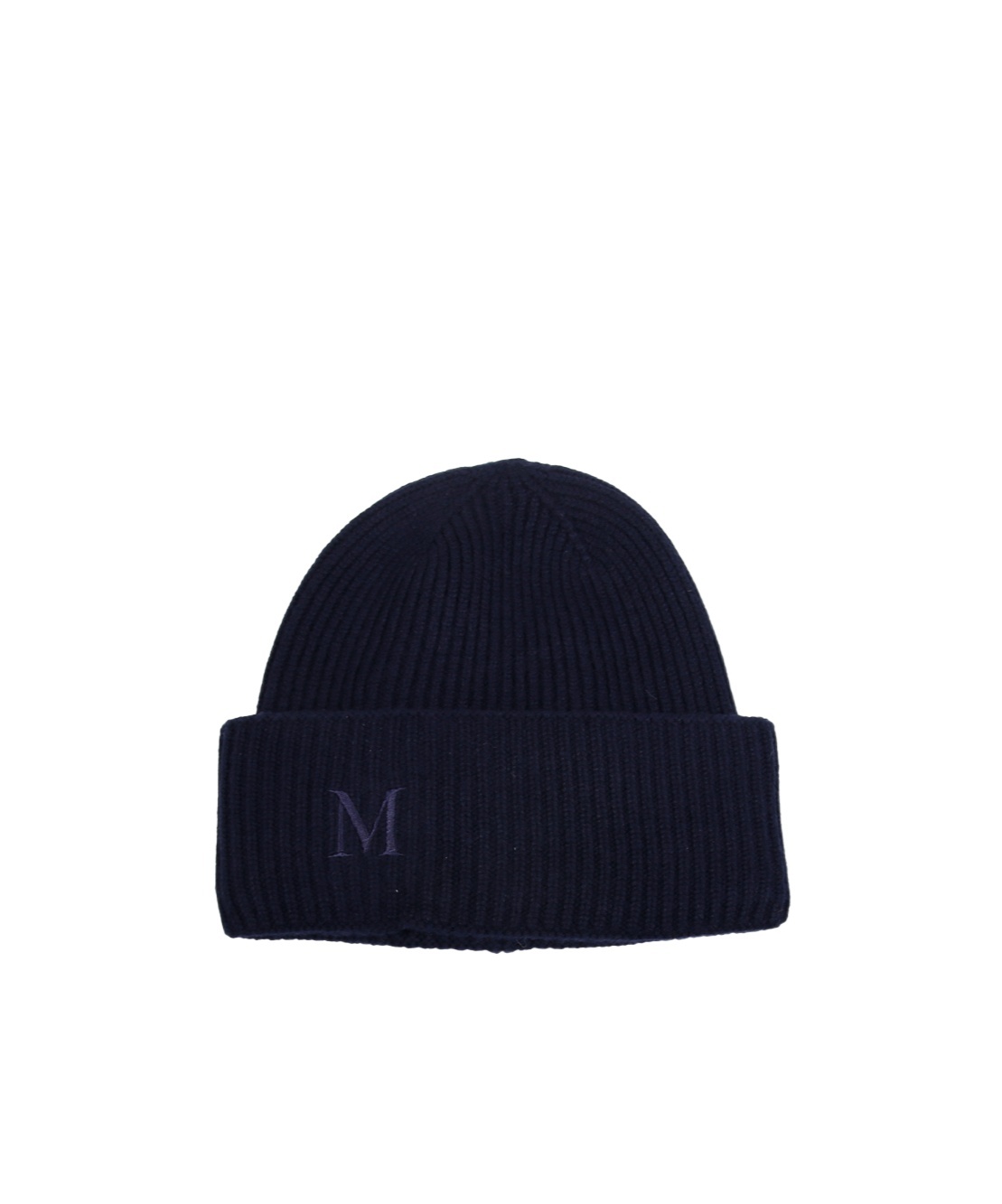 Max Mara Ribbed Logo-embroidered Beanie In Blue