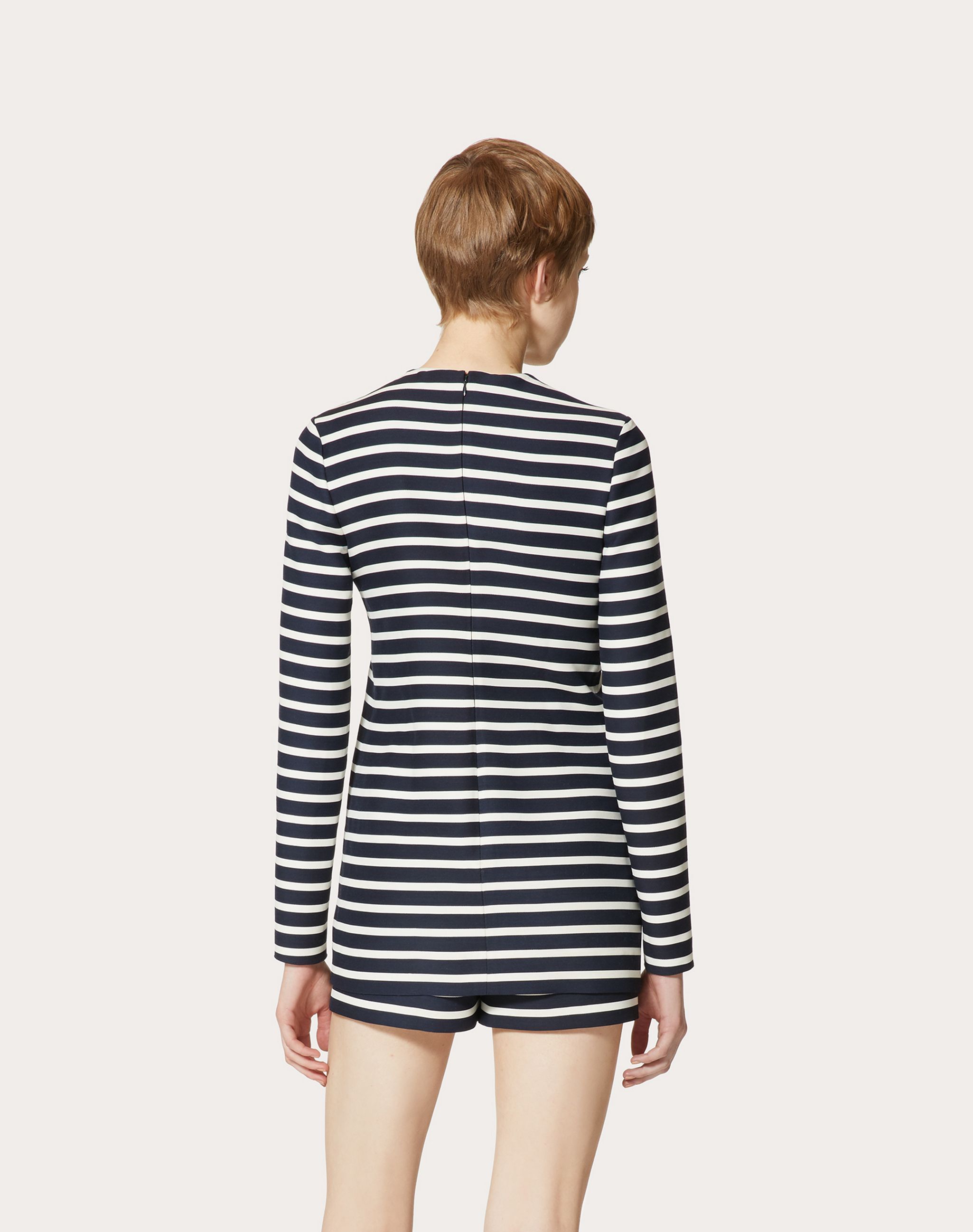 Valentino Stripe Print Jumpsuit In Black