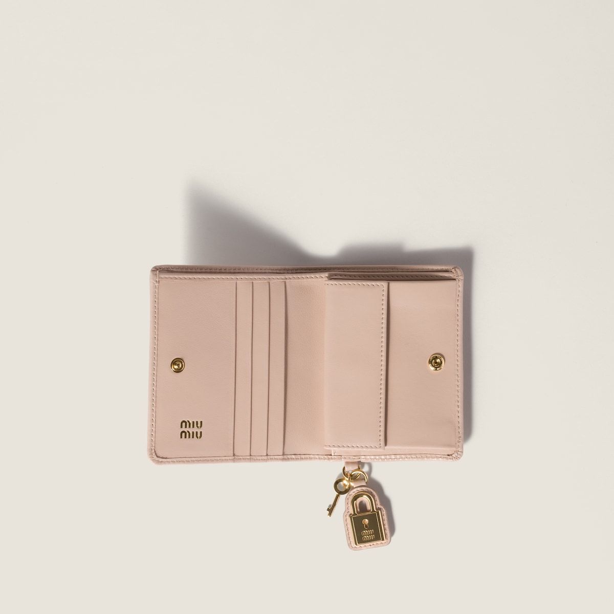 Miu Miu Small Leather Wallet In Neutral