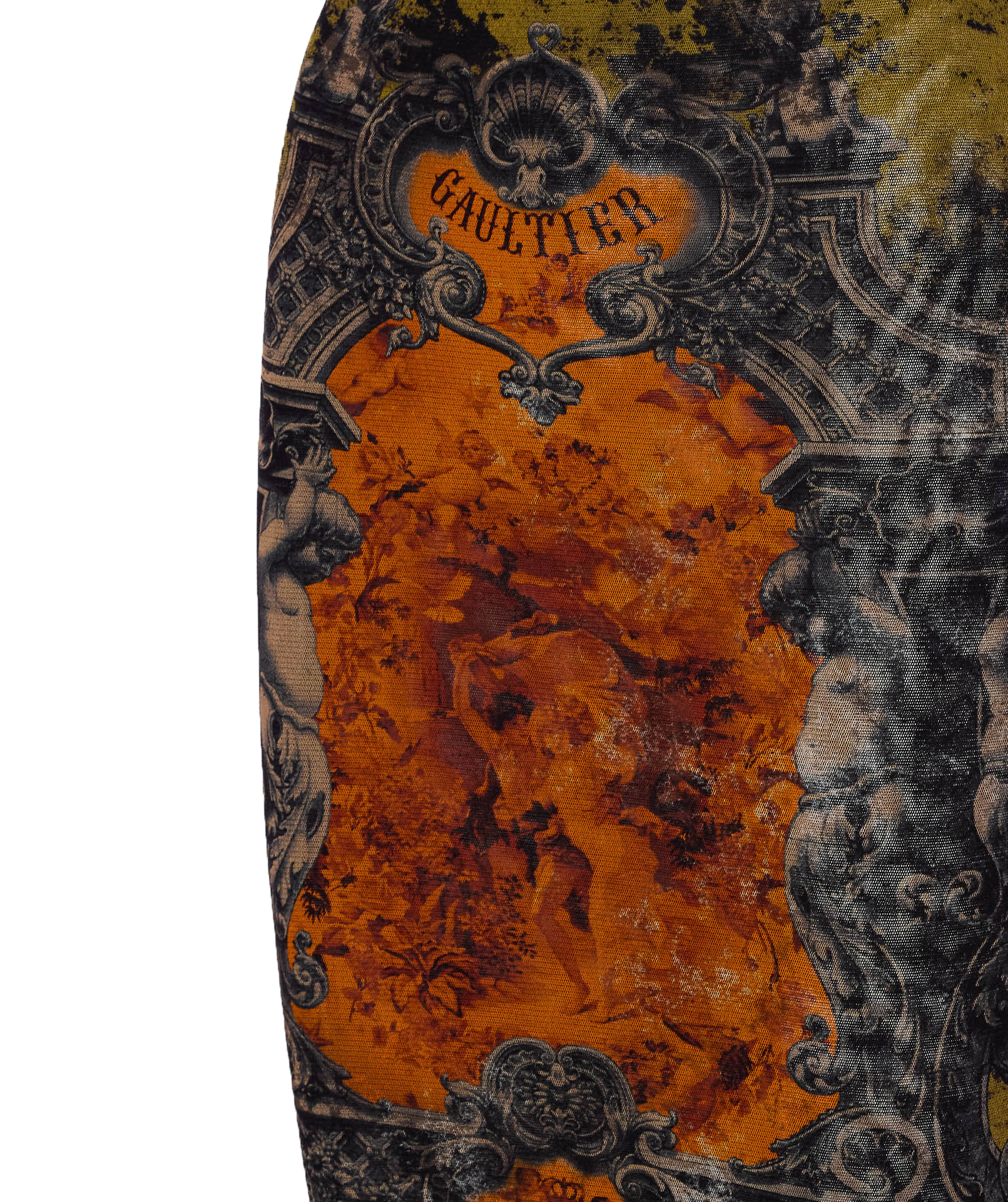 Jean Paul Gaultier Printed Mesh Midi Skirt In Multi