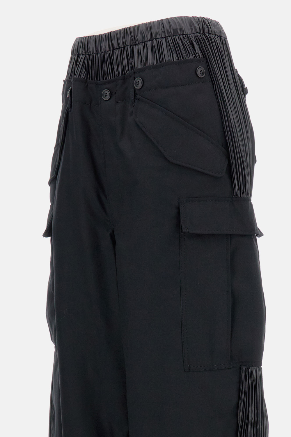 Junya Watanabe Pleated-panel Cargo-pocket Trousers In Black