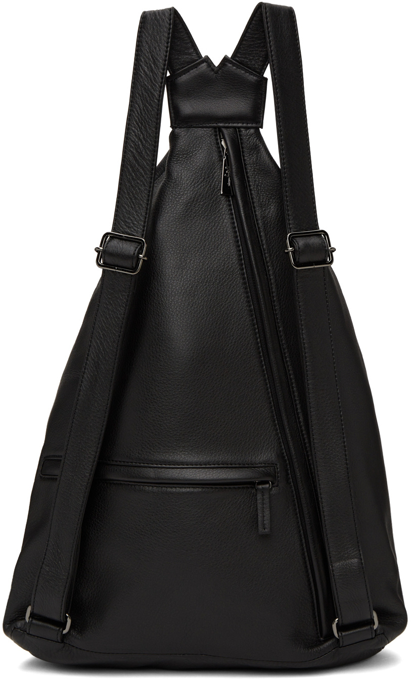 Yohji Yamamoto Logo-embossed Leather Backpack In Black