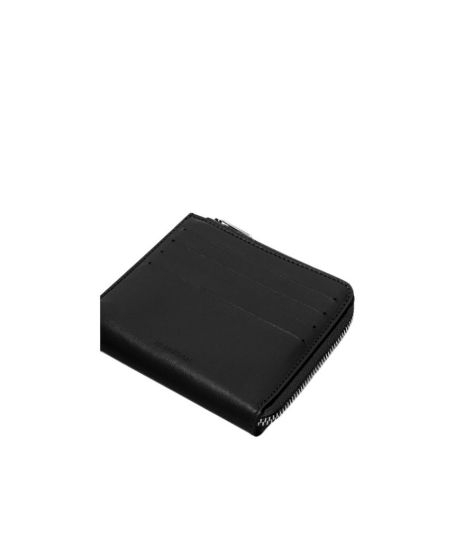 Jil Sander Zip-up Leather Wallet In Black