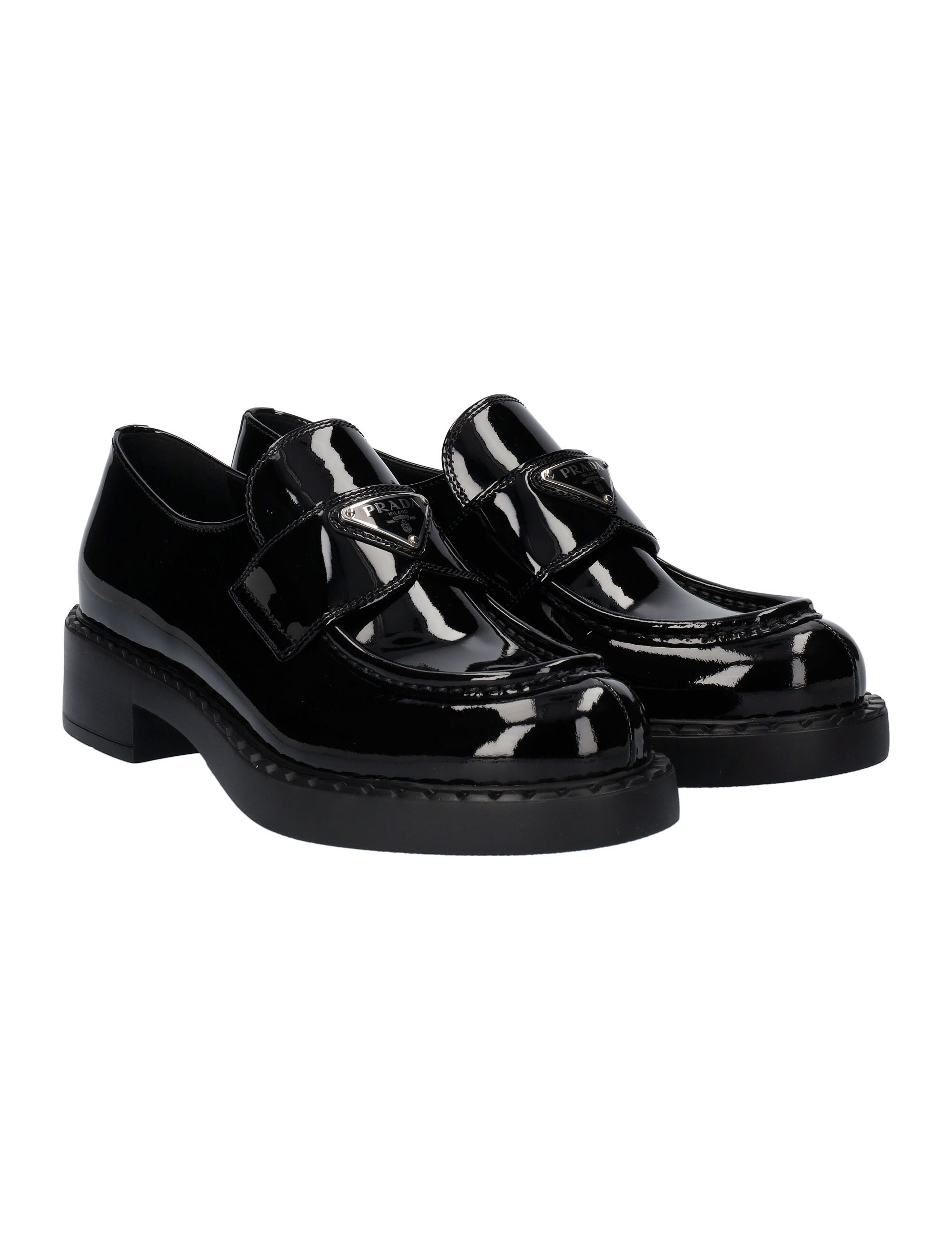 Prada Brushed Leather Loafers In Black