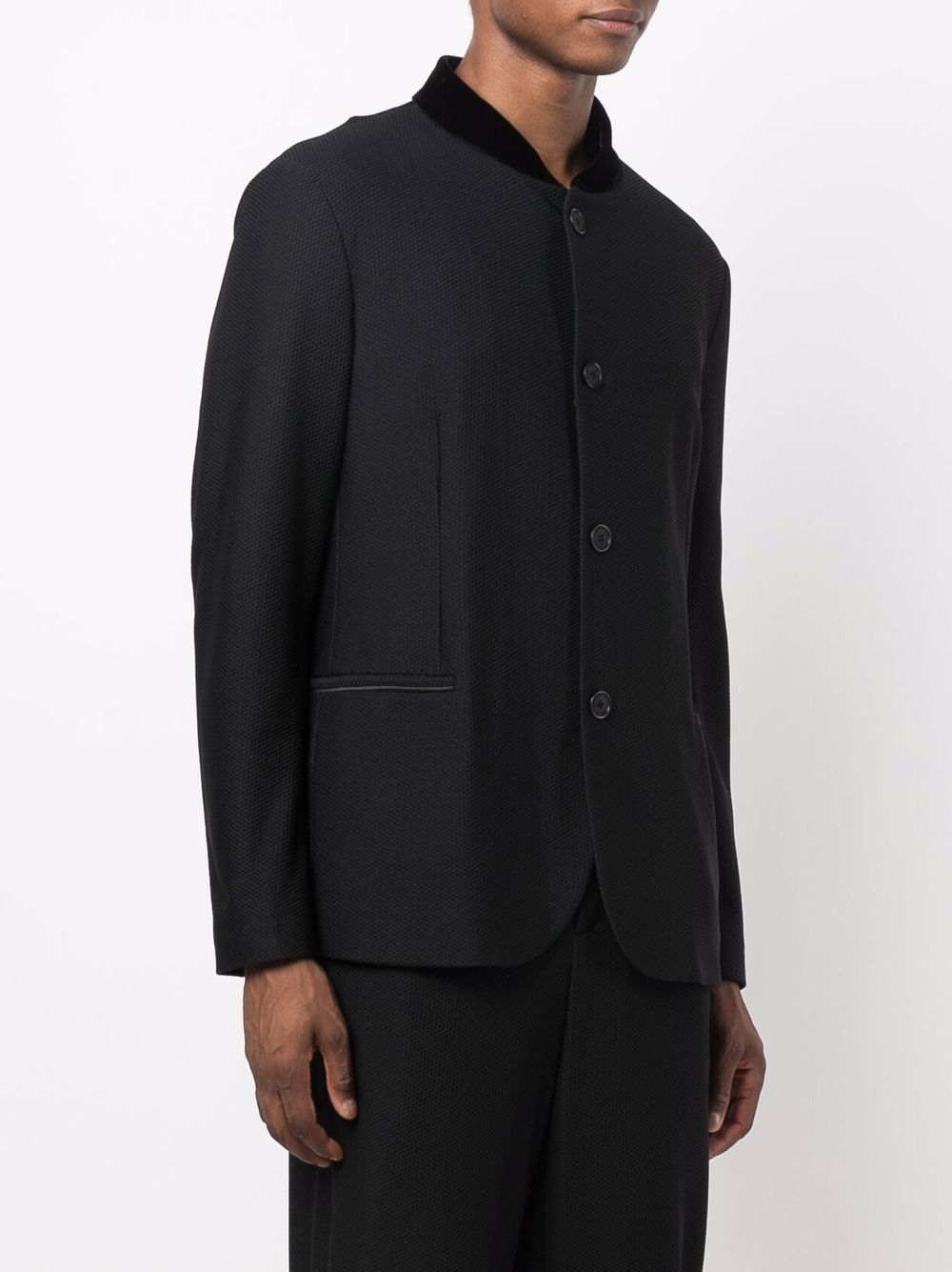 Giorgio Armani Contrast-trim Single-breasted Blazer In Black
