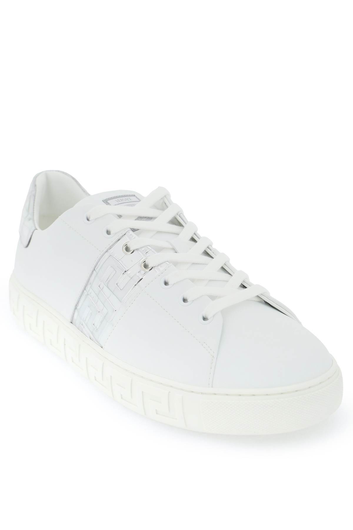 Versace Greca Embroidered Low-top Sneakers In White